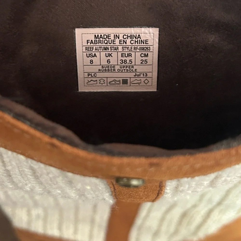 REEF Autumn Star Boots Women’s 8 Winter Tan Brown Cream New warm Tall